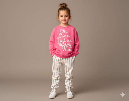 Let Us Adore Him (Pink) Crewneck Sweatshirt