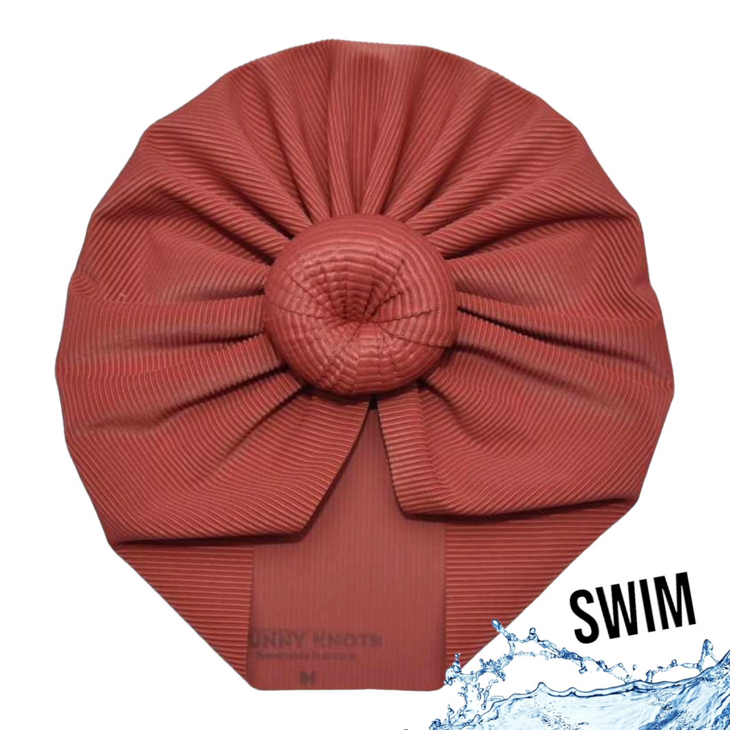 Harp | Cranberry | Ribbed Knotted Swim Headwrap