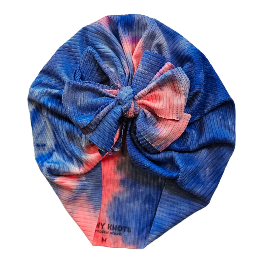 Renley | Ocean Blue & Pink Tie Dye | Brushed Rib Headwrap