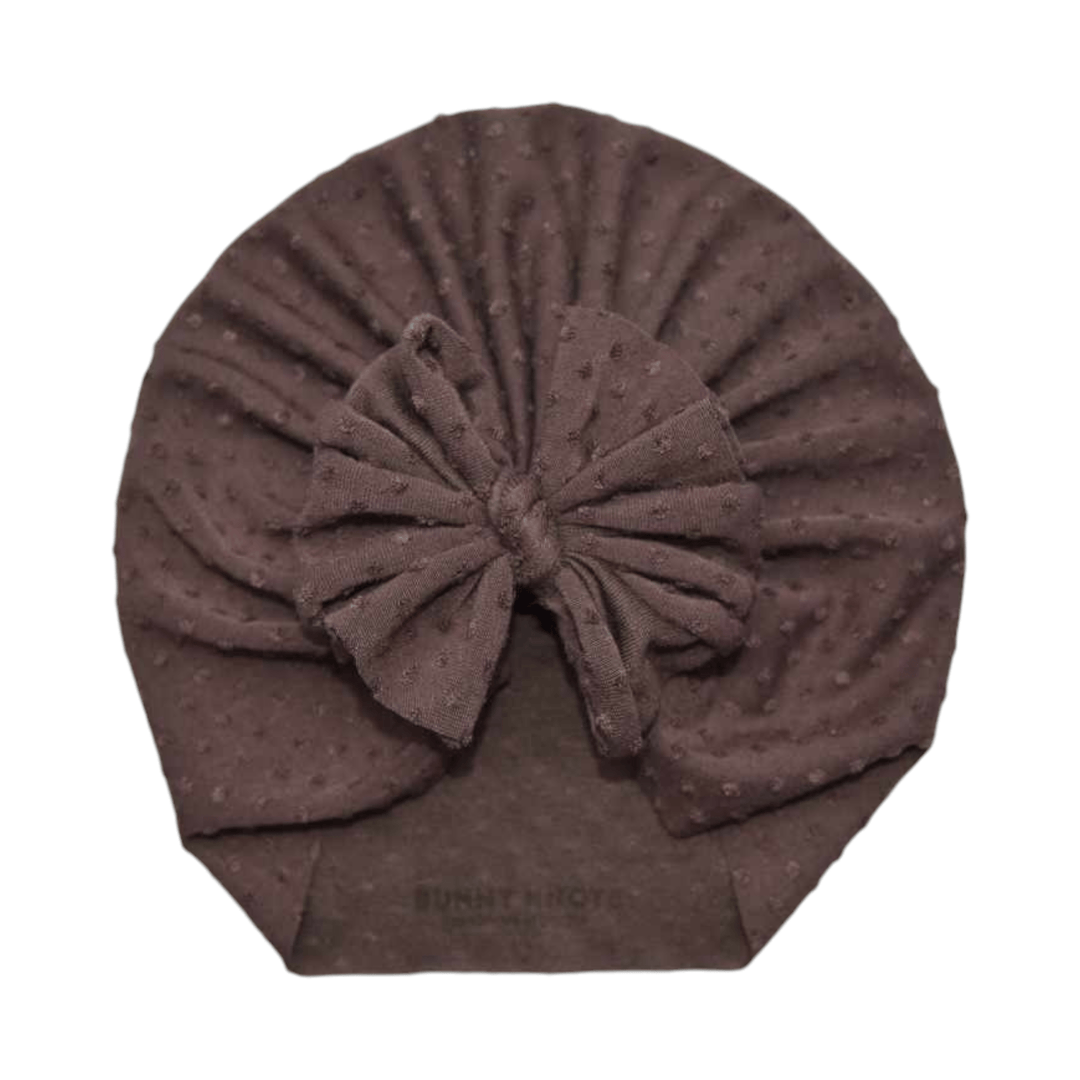 Leche | French Roast Brown | Swiss Dot Headwrap - Bunny Knots