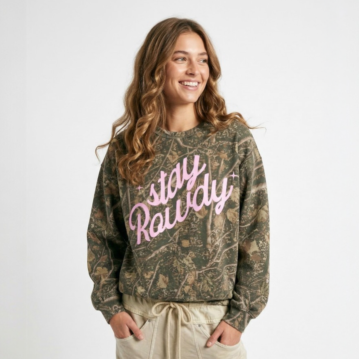 Stay Rowdy Camo Crewneck