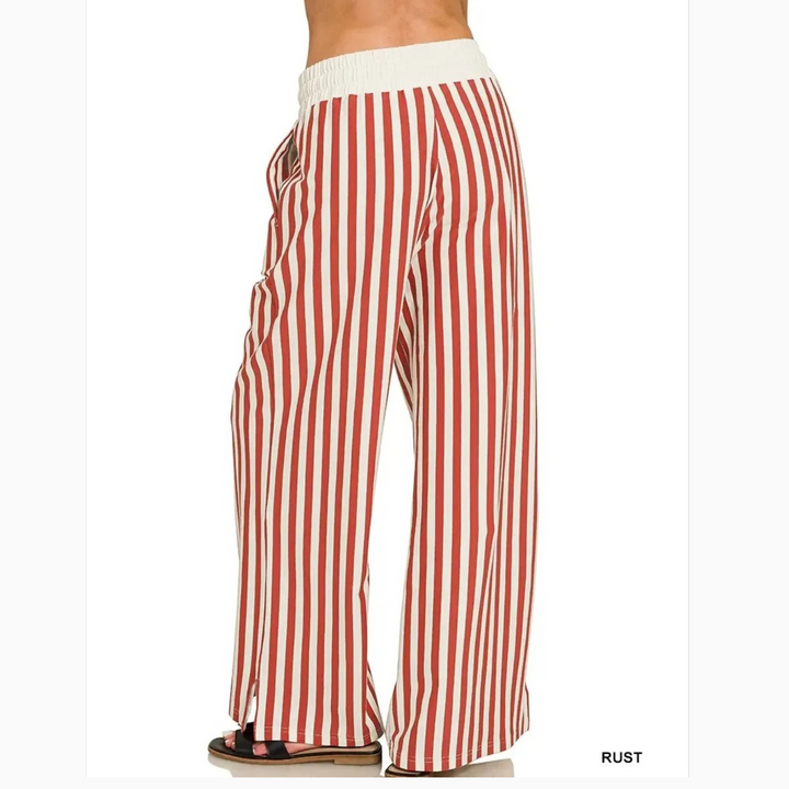 Women's Rust Stripe Wide Leg Pants