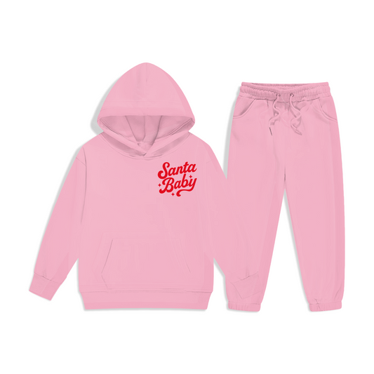 Santa Baby Hoodie Set (Pink)
