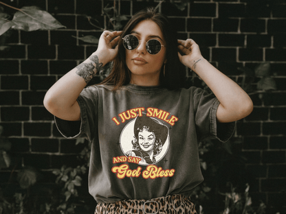 Smile & Say God Bless T-Shirt - Bunny Knots