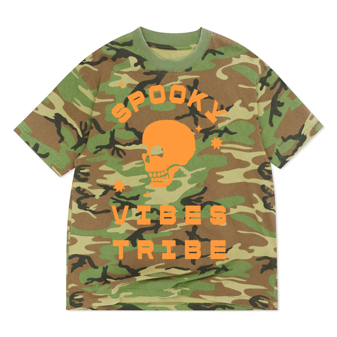 Spooky Vibes Tribe Oversized Drop Sleeve T-Shirt