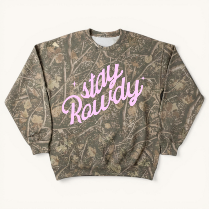 Stay Rowdy Camo Crewneck