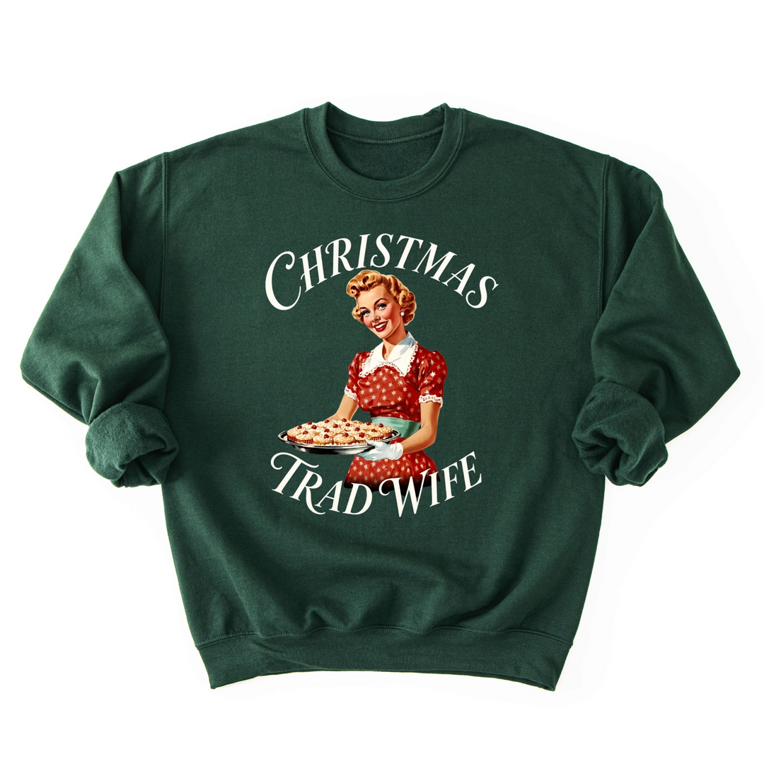 Christmas Trad Wife Crewneck Sweatshirt