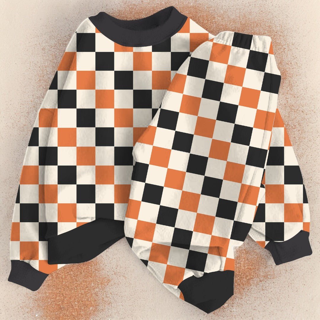 Carnival Checkers | Bamboo French Terry Jogger Set - Bunny Knots