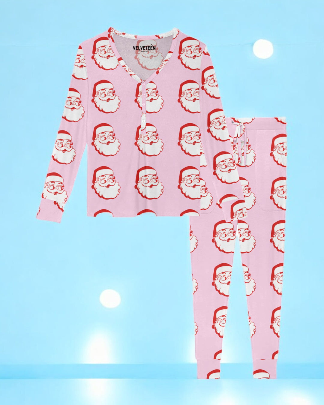 Father Christmas (Pink) | Women's Bamboo Loungewear Set - Bunny Knots