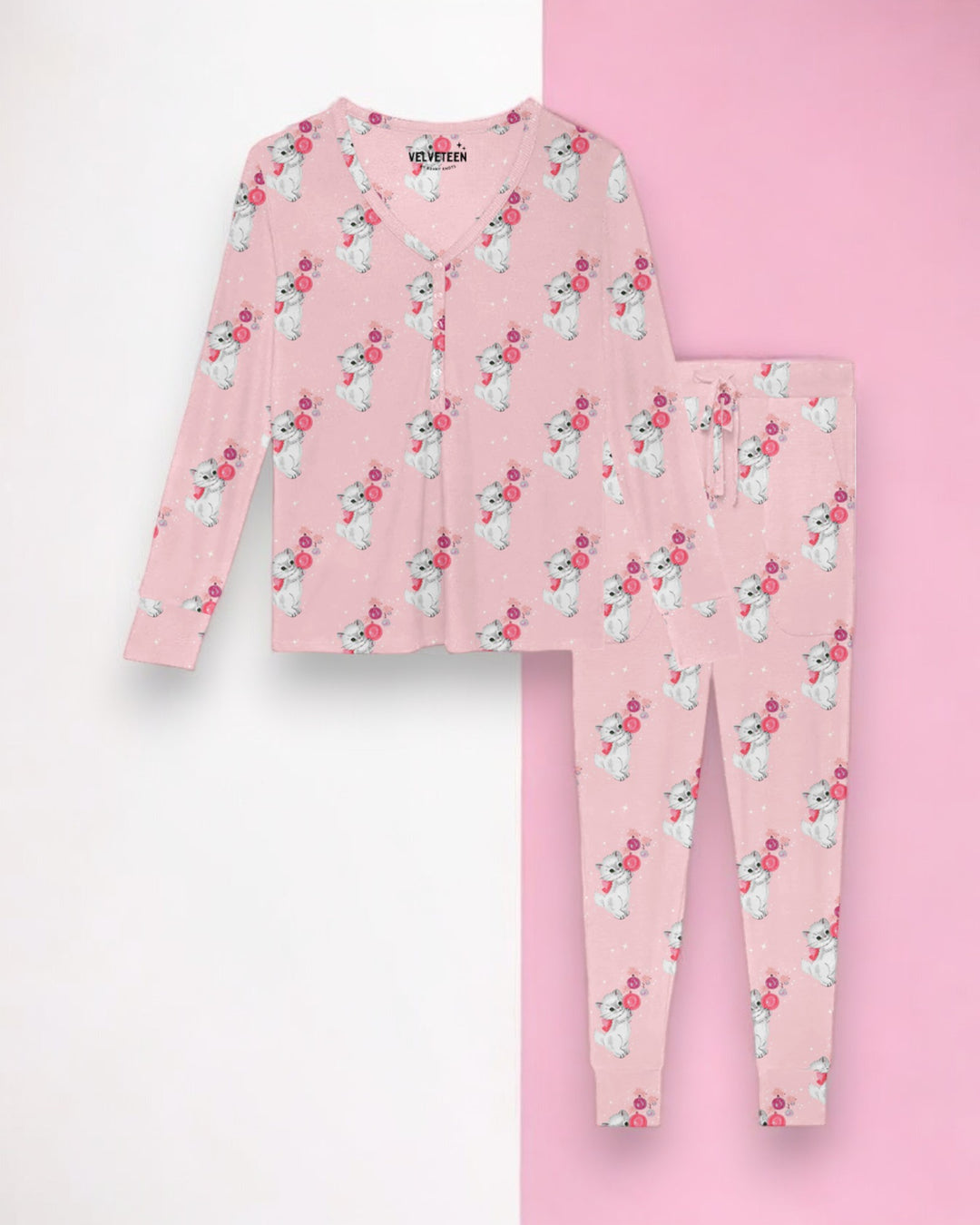 Kitschy Kittens | Women's Bamboo Loungewear Set - Bunny Knots
