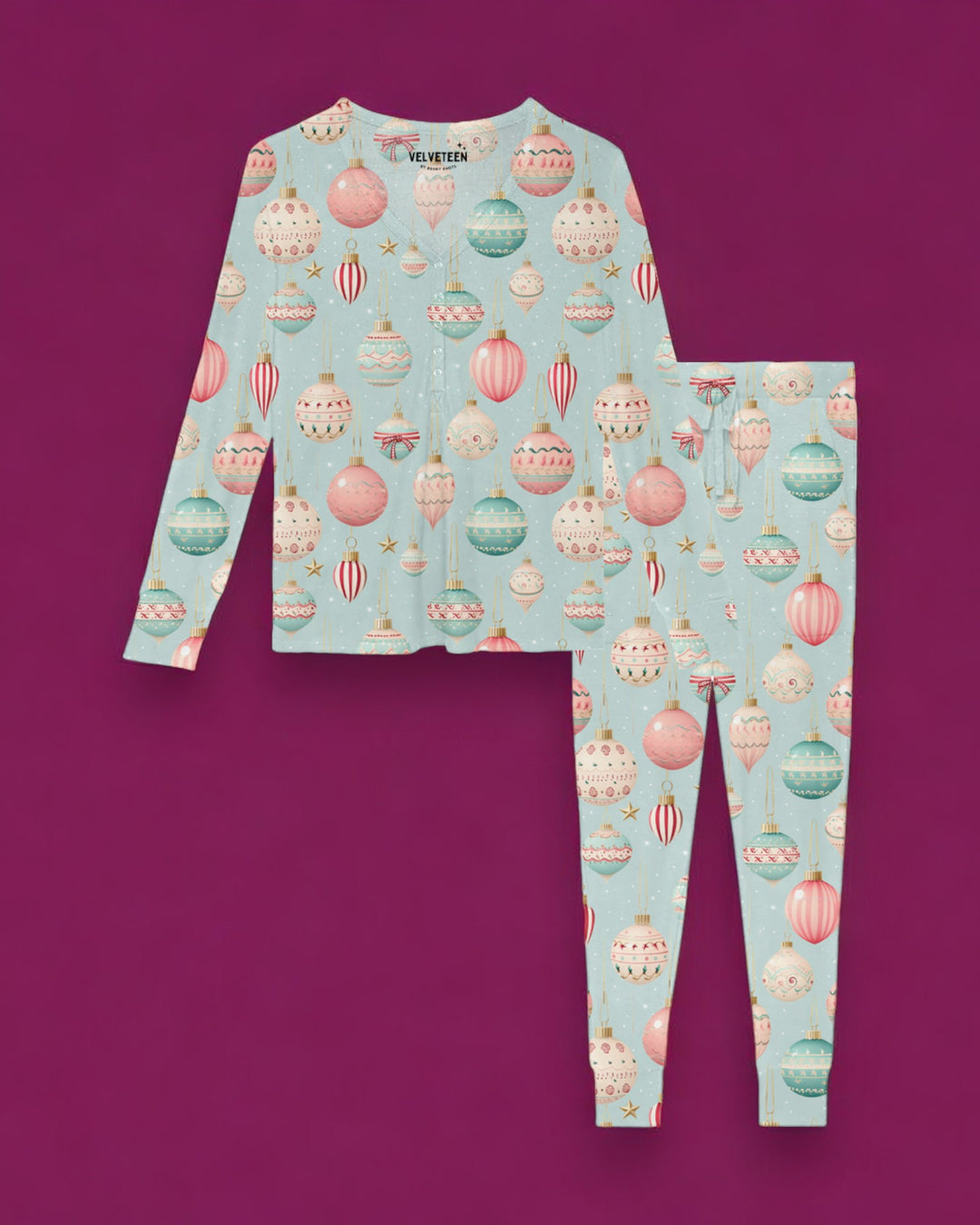 Merry Baubles | Women's Bamboo Loungewear Set - Bunny Knots