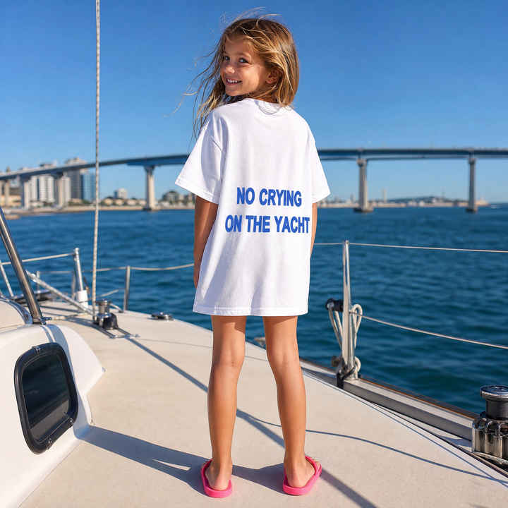 No Crying On The Yacht Luxe Oversized Drop Sleeve T-Shirt