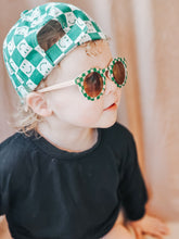 Load image into Gallery viewer, Toddler &amp; Kids Retro Sunglasses | Green &amp; Blush Checkerboard
