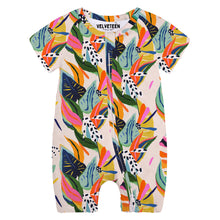 Load image into Gallery viewer, Paradise Island | Bamboo Short Sleeve Zippy Short Romper
