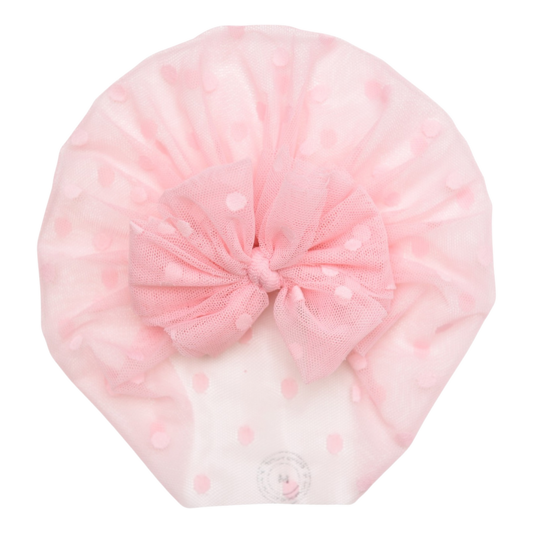 Briallen | Ballerina Pink Polka | Boho Mesh Headwrap
