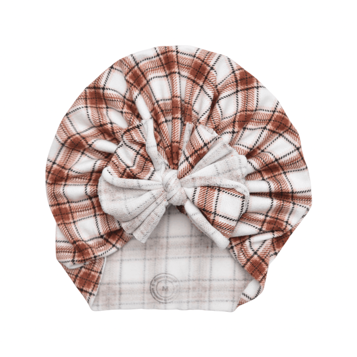 November | Mocha Plaid | Cozy Sweater Headwrap - Bunny Knots