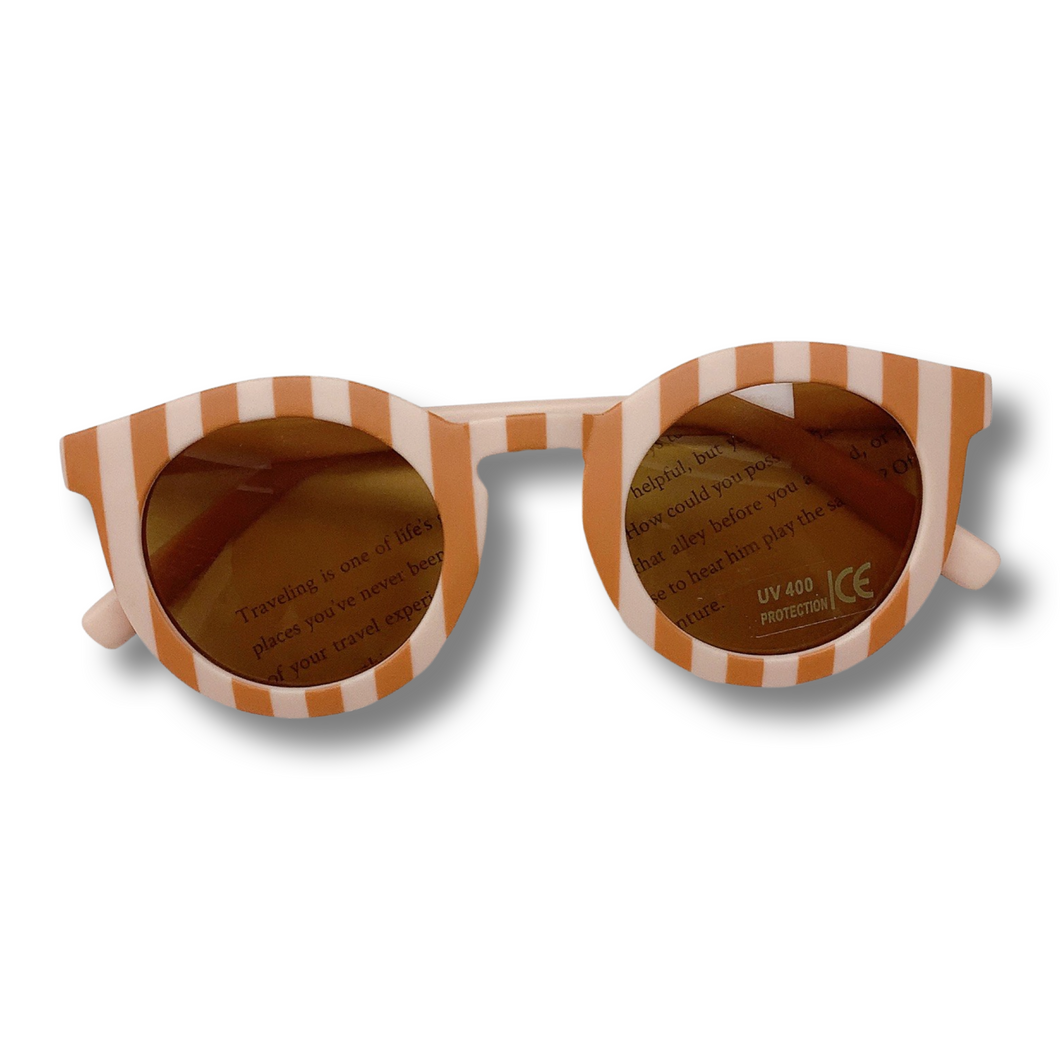 Toddler & Kids Retro Sunglasses | Brown & Pink Stripe