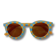 Load image into Gallery viewer, Toddler &amp; Kids Retro Sunglasses | Blue &amp; Yellow Checkerboard
