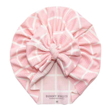 Load image into Gallery viewer, Avonlea | Sweet Pink Grid | Brushed Rib Headwrap
