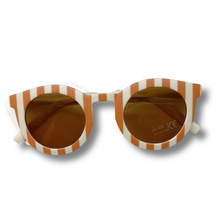 Load image into Gallery viewer, Toddler &amp; Kids Retro Sunglasses | Brown &amp; White Stripe
