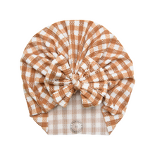 Load image into Gallery viewer, Maize | Caramel Gingham | Brushed Rib Headwrap
