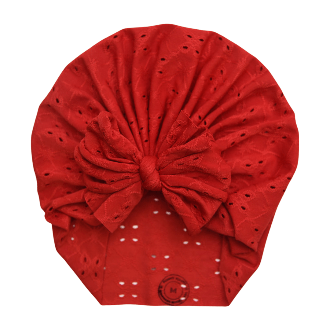 Clancy | Hot Rod Red | Eyelet Headwrap - Bunny Knots