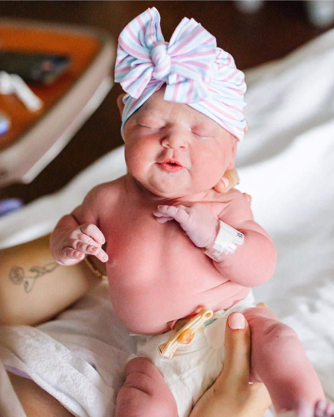 Hospital | NEW Pink & Blue Stripe | Classic Headwrap - Bunny Knots