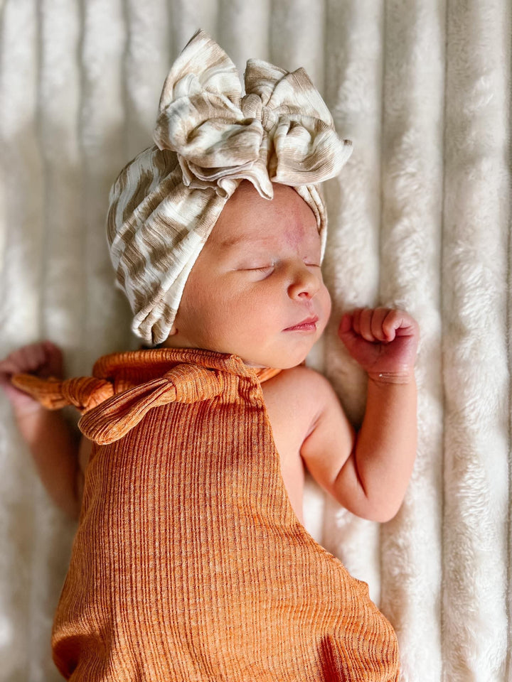 Savvy | Natural Leopard | Brushed Rib Headwrap - Bunny Knots