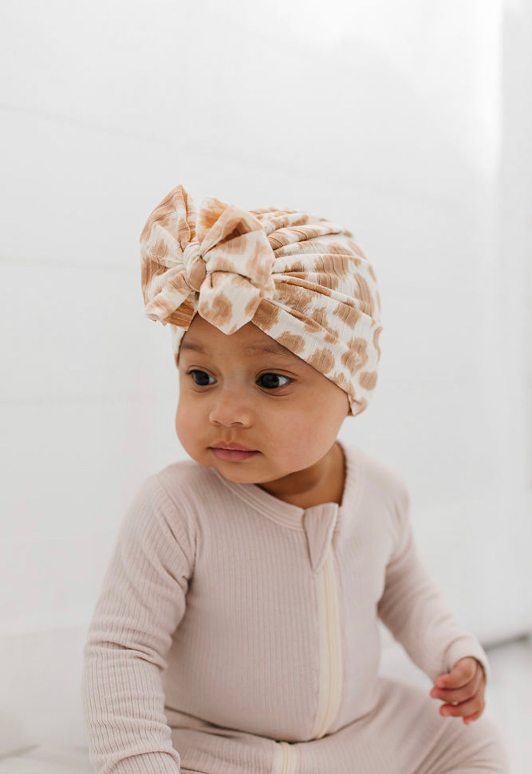 Savvy | Natural Leopard | Brushed Rib Headwrap - Bunny Knots