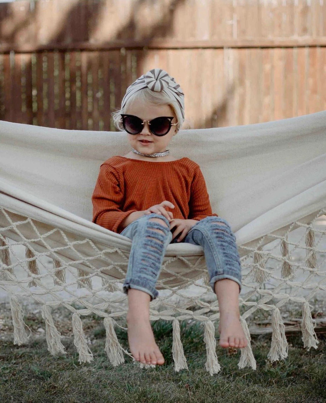 Starling | Taupe Stripe | Modal Headwrap - Bunny Knots