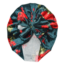 Load image into Gallery viewer, Brisque | Pine &amp; Red Floral | Crushed Velvet Headwrap

