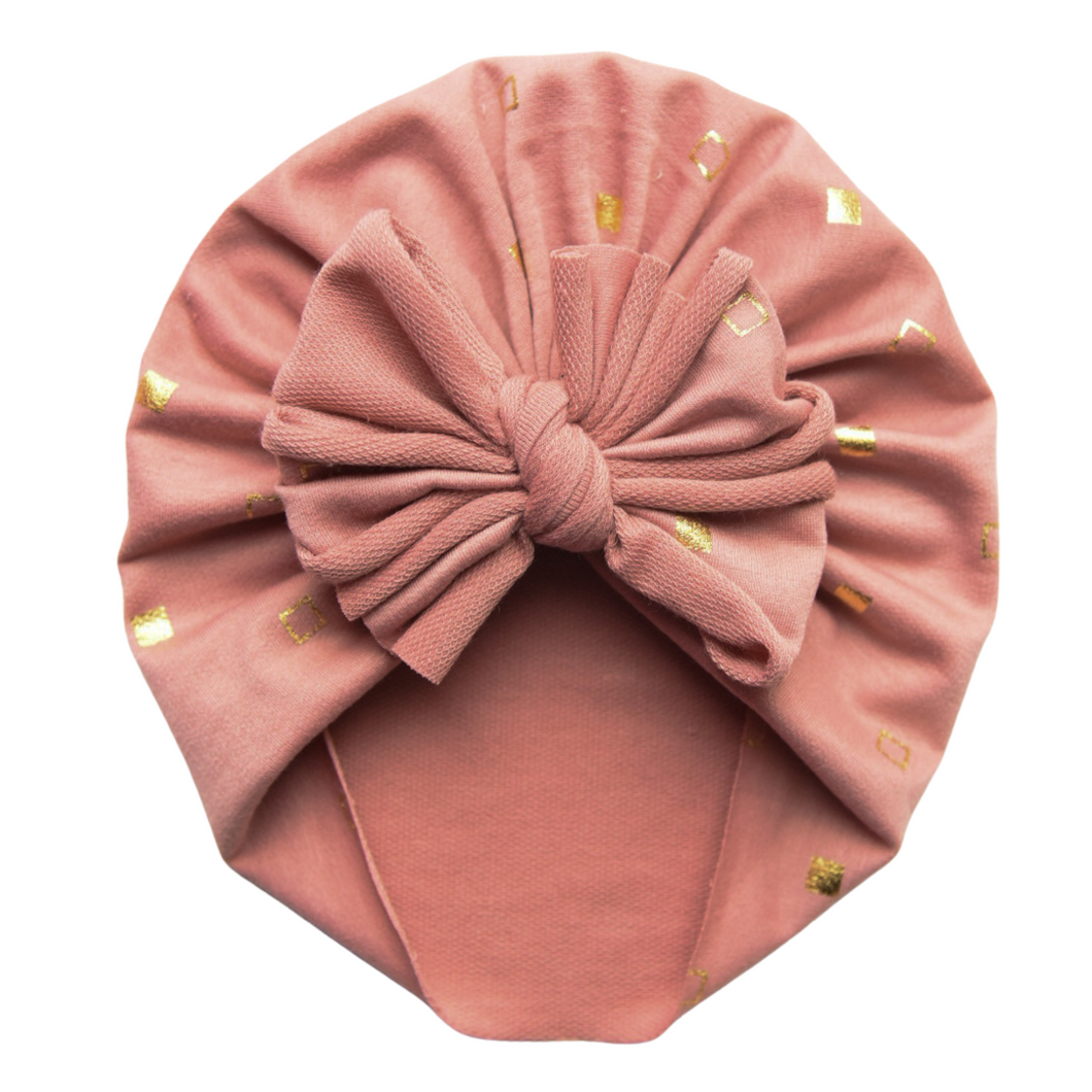 Contessa | Dusty Rose Gold Foil | French Terry Headwrap