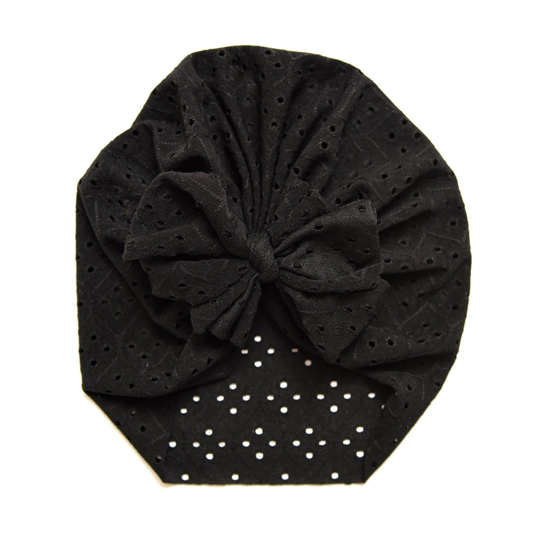Willoughby | Black | Eyelet Headwrap - Bunny Knots