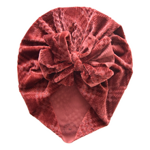 Load image into Gallery viewer, Cinna | Crimson Brick Plaid | Velvet Burnout Headwrap
