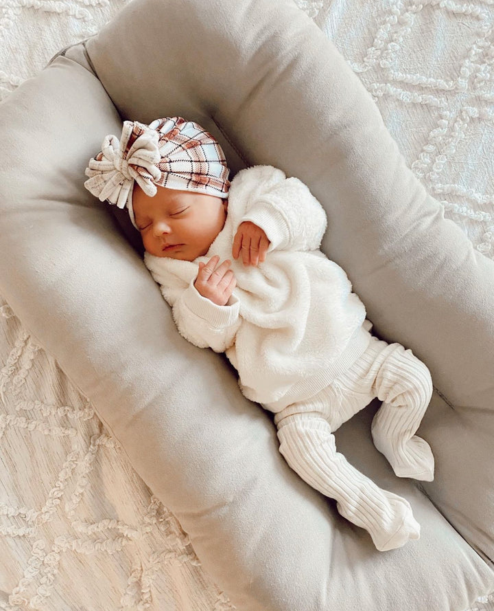 November | Mocha Plaid | Cozy Sweater Headwrap - Bunny Knots