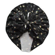 Load image into Gallery viewer, Ayla | Black Ditsy Floral | Brushed Rib Headwrap
