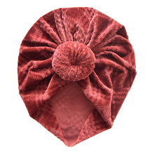 Load image into Gallery viewer, Cinna | Crimson Brick Plaid | Velvet Burnout Headwrap
