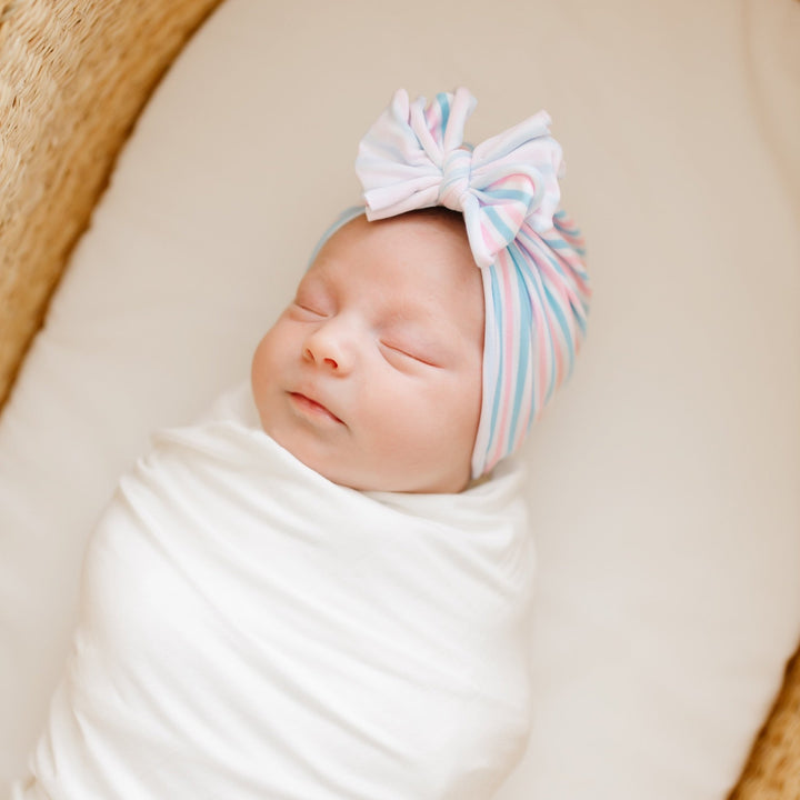 Hospital | NEW Pink & Blue Stripe | Classic Headwrap - Bunny Knots