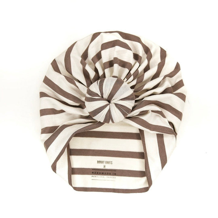 Starling | Taupe Stripe | Modal Headwrap - Bunny Knots