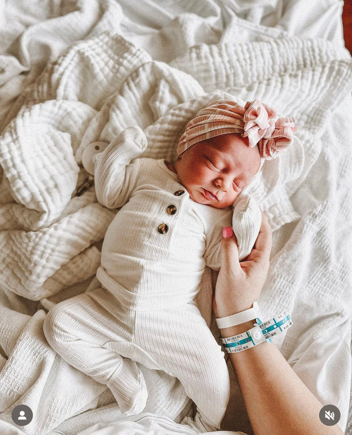 Avonlea | Sweet Pink Grid | Brushed Rib Headwrap - Bunny Knots